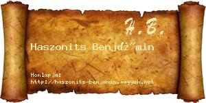 Haszonits Benjámin névjegykártya