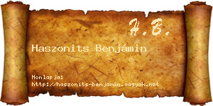 Haszonits Benjámin névjegykártya